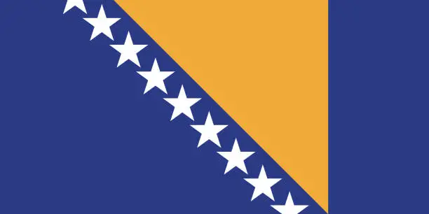 Vector illustration of Bosnia and Herzegovina flag. Standard size. The official ratio. A rectangular flag. Standard color. Flag icon. Digital illustration. Computer illustration. Vector illustration.