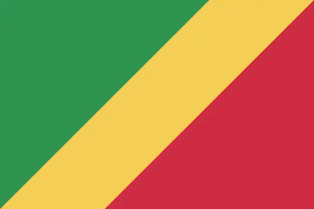 Vector illustration of Congo flag. Standard size. The official ratio. A rectangular flag. Standard color. Flag icon. Digital illustration. Computer illustration. Vector illustration.