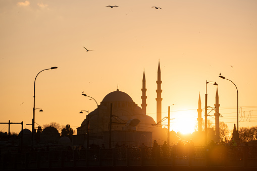Sunset view in Istanbul, the city of mosques.