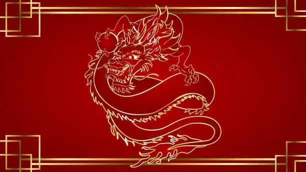 Vector illustration of asian chinese dragon luxury golden illustration