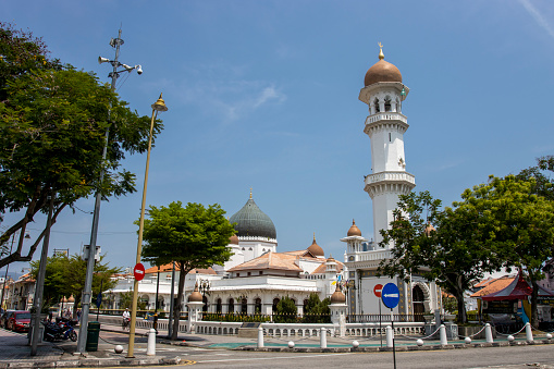 Exterior of the Kapitan Keling Mosque in George Town, Penang, Malaysia, Asia