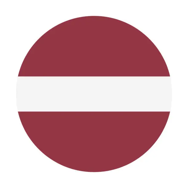 Vector illustration of Latvia flag. Circular icon. Standard color. Circular icon. Digital illustration. Computer illustration. Vector illustration.