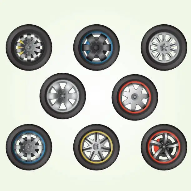 Vector illustration of tires realistic set