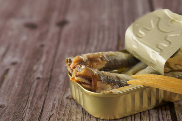can of mackerel on white background