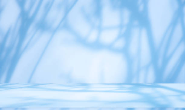 istock Wall interior background, studio, and backdrops show products. with shadow from window color white and blue light. background for text insertion and presentation of product 2118786939