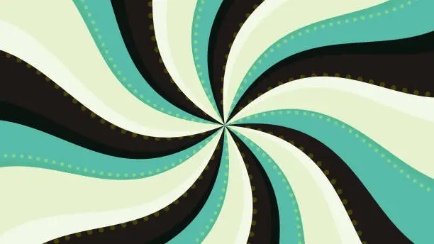 Vector illustration of Retro Radial, Swirl, Whirl, Curved Sunburst Background_Green