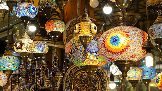 istanbul grand bazaar ottoman colorful lamps