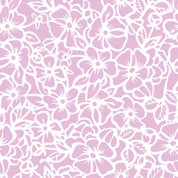 Vector illustration of Floral seamless pattern with garden flowers. Abstract design of leaves and flowers. Design of blossom and leaves made for fabric, textile or wallpaper, wrapping paper, scrapbook