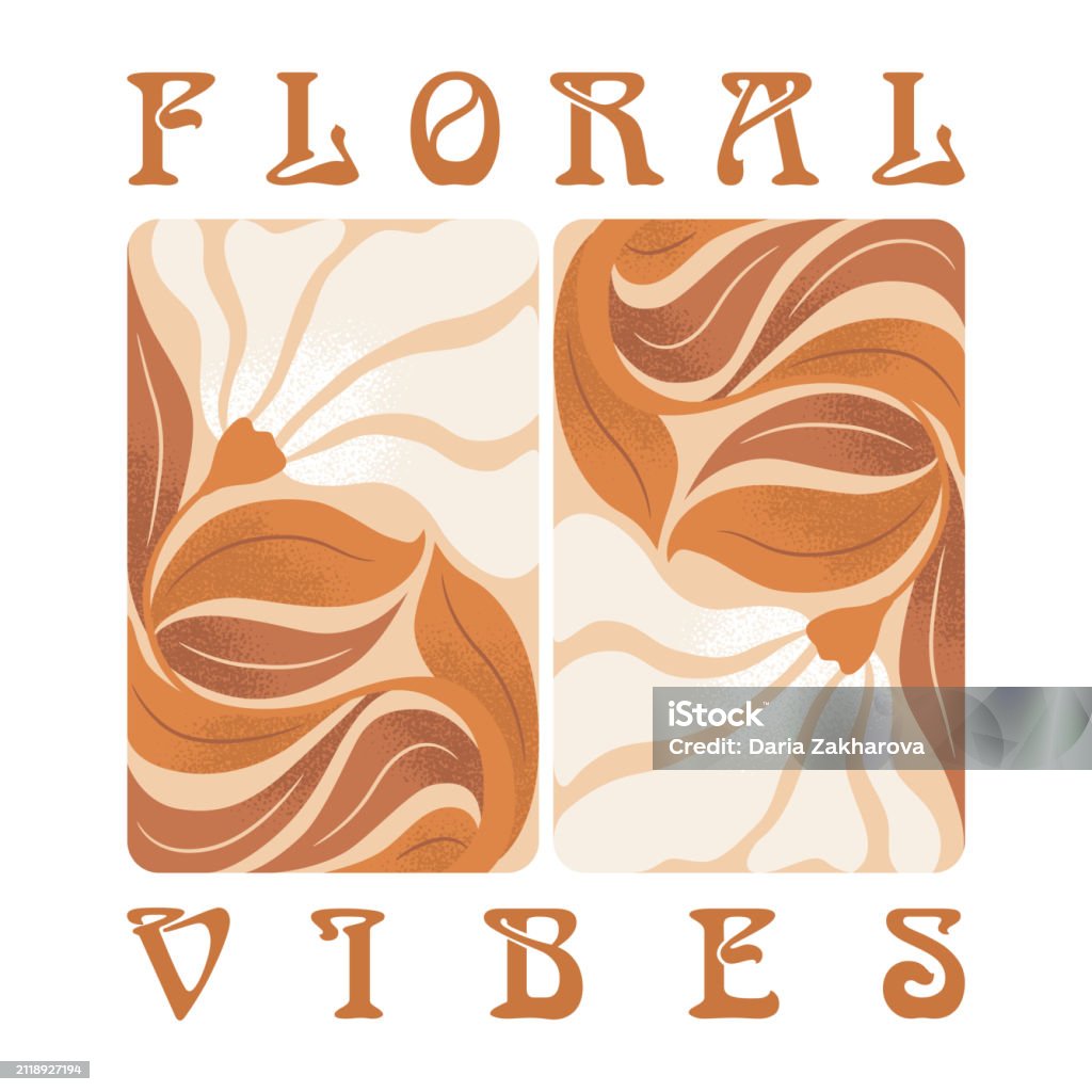 Flowey Abstract Lettering Abstract Vector Art Illustration With Hand Drawn Flowers Composition ...