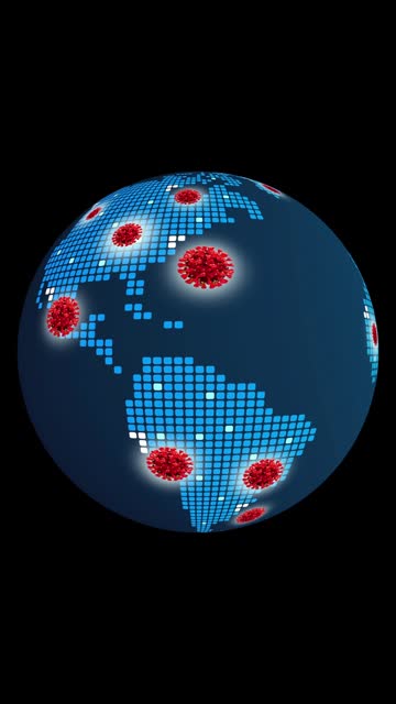 coronavirus-disease-covid-2019-rotating globe spread map virus | motion graphic video | vertical format