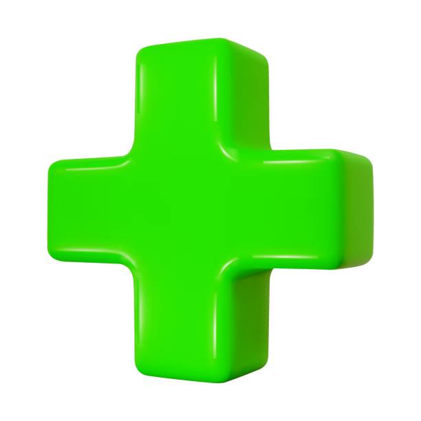 istock 3d green plus sign. Medical icon apteka. Vector illustration on isolated background. 2118940547