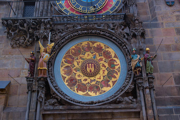 The Prague Astronomical Clock, or Prague Orloj, is a medieval astronomical clock. Clock tower with zodiac circle and inscriptions in Latin. A popular architectural landmark of the ancient capital.