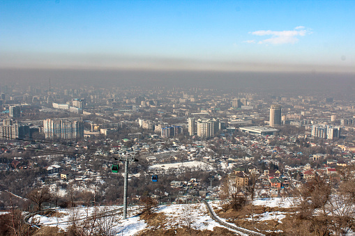 Almaty sunny winter day city view, Kazakhstan