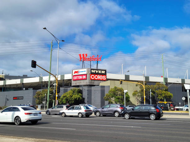 Cheltenham,  Melbourne, Australia: March 07, 2024: Westfield Southland is located on the Nepean Highway in the suburb of Cheltenham. Southland is one of the biggest shopping centres in Australia with approximately 400 retailers including Myer,  David Jones and Harris Scarfe. Junction of Nepean highway and Karen Street.