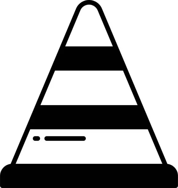 Vector illustration of Cone glyph and line vector illustration