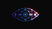 Eye Scanner .Cyber eye on a black background .Electronic nanotechnology .Technologies of the future .