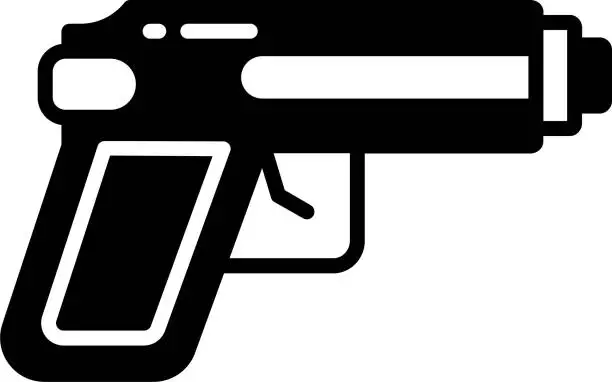 Vector illustration of Pistol glyph and line vector illustration