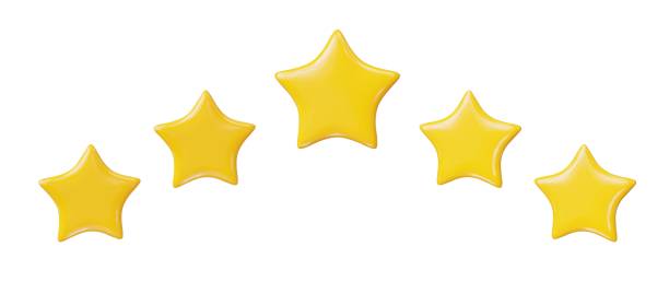 istock 3D five yellow stars. Cartoon style. Stock vector illustration on white isolated background. 2119034291