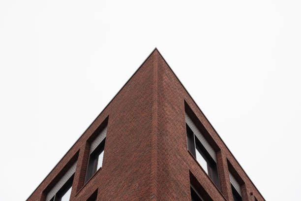 Red brick facade of a modern building in Shanghai, China
