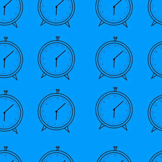 Vector illustration of alarm clock seamless background