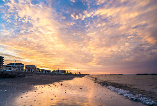 istock Sunset on the Rimini beach, Italy 2119132723
