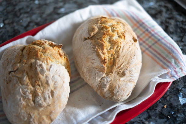 White bread taken out of the oven