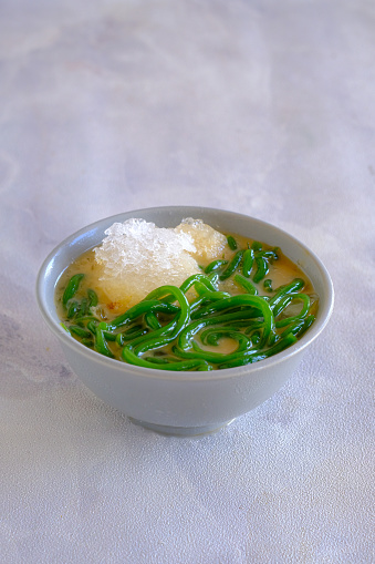 Es cendol, Indonesian sweet dessert with coconut and palm sugar