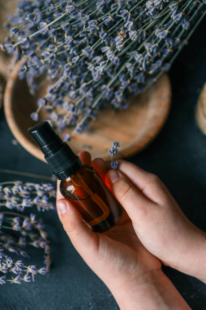 istock Natural cosmetic product with lavender in hands 2119166510