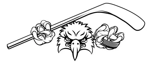 Vector illustration of Eagle Ice Hockey Player Animal Sports Mascot