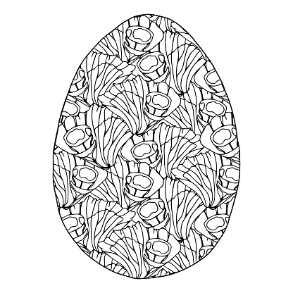 Easter egg crystal hand drawn geometry abstract wave elements. Vector illustrations for card or invitations, coloring book for kids and adult