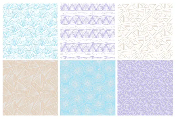 Vector illustration of Abstract seamless pattern pastel color collection, hand drawn geometry kaleidoscope elements vector background for textile, scrapbook paper