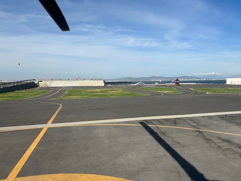 Quiet heliport on a summer day