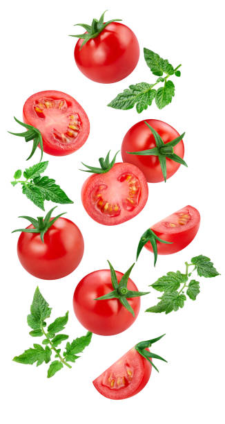 istock Organic tomato isolated on white background 2119227269