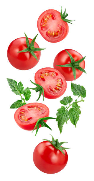 istock Ripe tomato with leaves clipping path 2119239250
