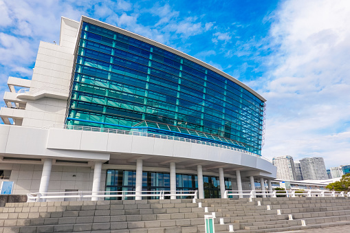 On a sunny morning in February 2024, Pacifico Yokohama National Hall, also known as the Yokohama International Peace Conference Center, is located on the seaside in the Minato Mirai district of Yokohama City, Kanagawa Prefecture.