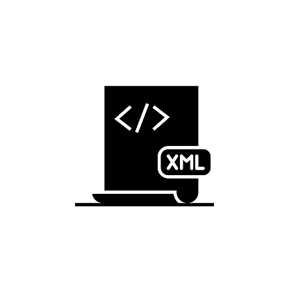 XML File Solid Icon. This Flat Icon is suitable for infographics, web designs, mobile apps, UI, UX, and GUI design.