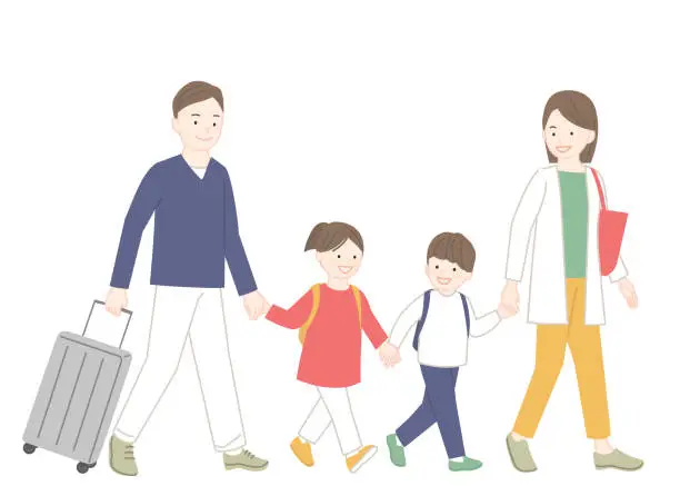 Vector illustration of Family going on a trip