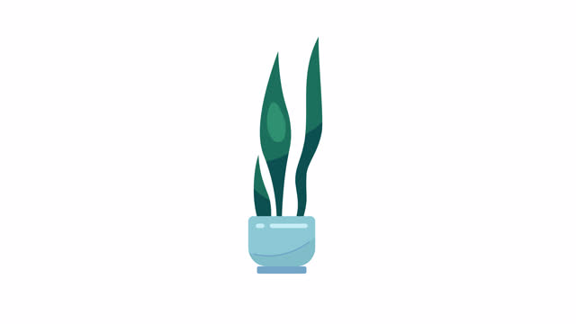 Potted plant with waving leaves 2D object animation