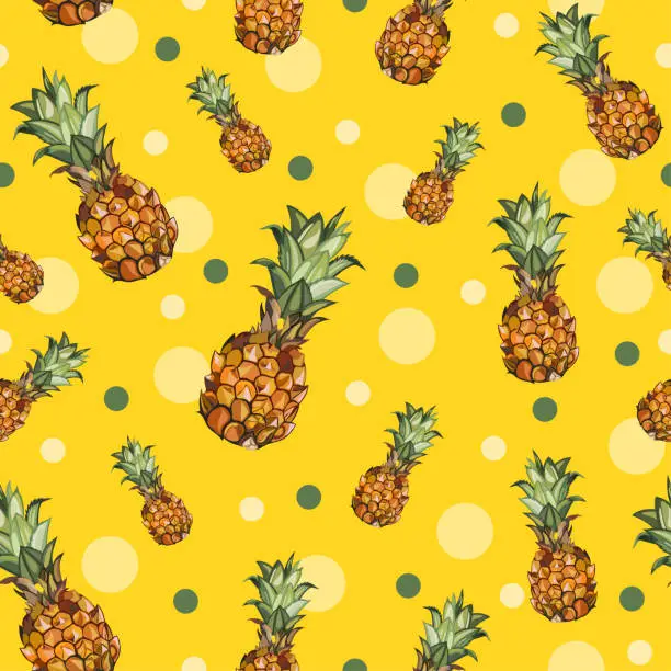 Vector illustration of Pineapple seamless pattern. Vector illustration.