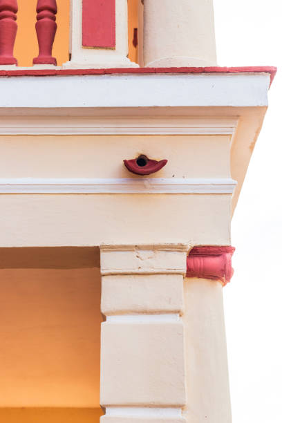 istock Shot of an rain drain pipe on the old building. Architecture 2119366553