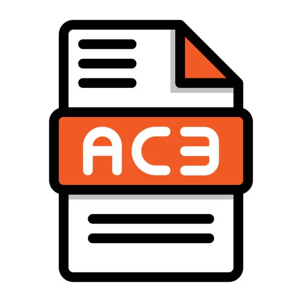 Vector illustration of Ac3 file icon. flat audio file, icons format symbols. Vector illustration. can be used for website interfaces, mobile applications and software