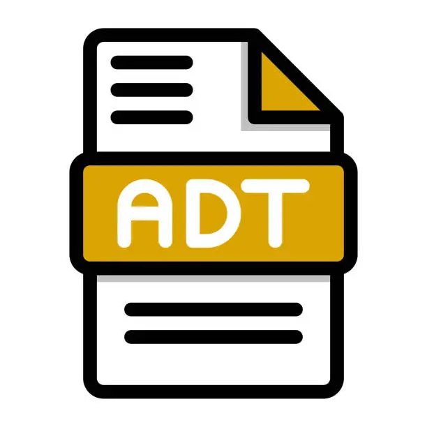 Vector illustration of Adt file icons. Flat file extension. icon video format symbols. Vector illustration. can be used for website interfaces, mobile applications and software