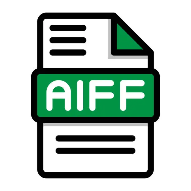 Vector illustration of Aiff file icon. flat audio file, icons format symbols. Vector illustration. can be used for website interfaces, mobile applications and software