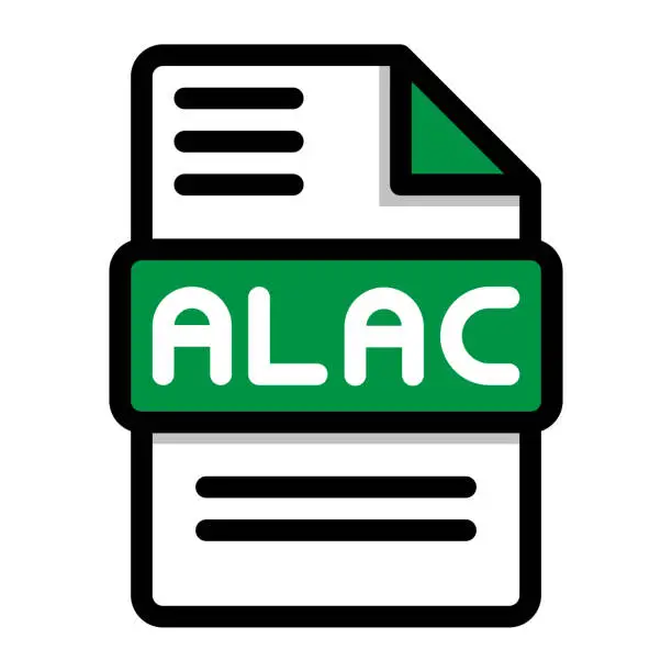 Vector illustration of Alac file icon. flat audio file, icons format symbols. Vector illustration. can be used for website interfaces, mobile applications and software