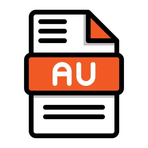 Vector illustration of Au file icon. flat audio file, icons format symbols. Vector illustration. can be used for website interfaces, mobile applications and software