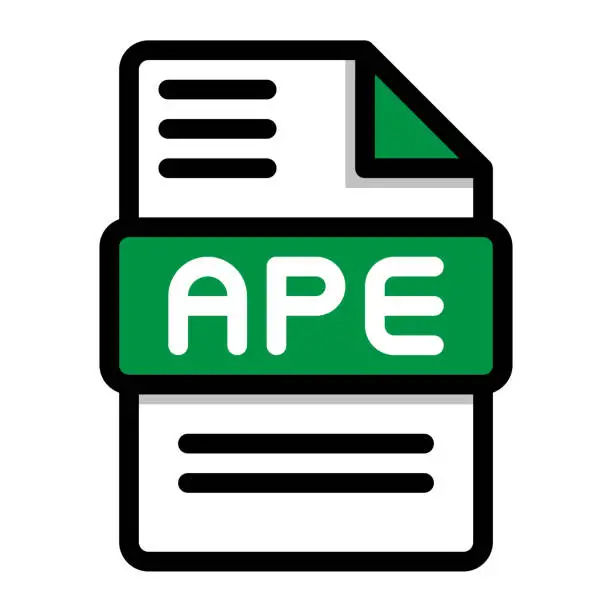 Vector illustration of Ape file icon. flat audio file, icons format symbols. Vector illustration. can be used for website interfaces, mobile applications and software