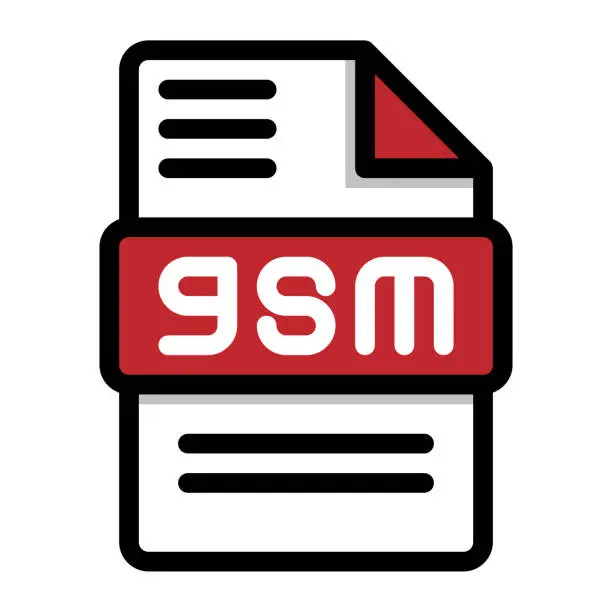Vector illustration of Gsm file icon. flat audio file, icons format symbols. Vector illustration. can be used for website interfaces, mobile applications and software
