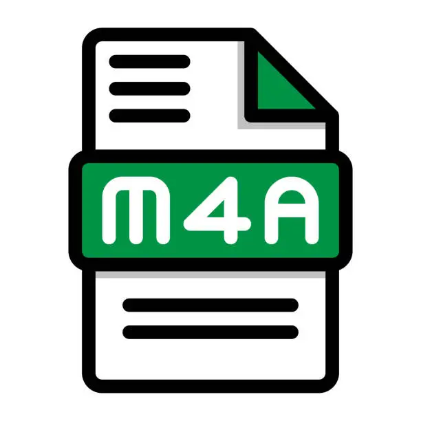Vector illustration of M4a file icon. flat audio file, icons format symbols. Vector illustration. can be used for website interfaces, mobile applications and software