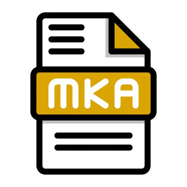 Vector illustration of Mka file icon. flat audio file, icons format symbols. Vector illustration. can be used for website interfaces, mobile applications and software