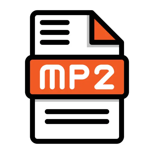 Vector illustration of WebMp2 file icon. flat audio file, icons format symbols. Vector illustration. can be used for website interfaces, mobile applications and software